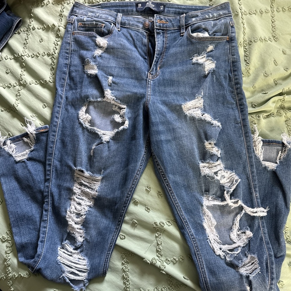 Hollister High Rise Blue Distressed Jeans